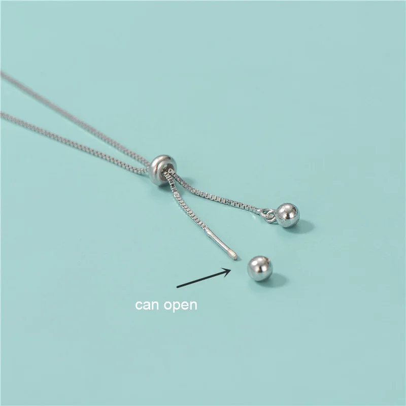 20 Inches Box Chain 925 Sterling Silver Box Chains With Silicone Beads Adjustable Length Necklace Accessories