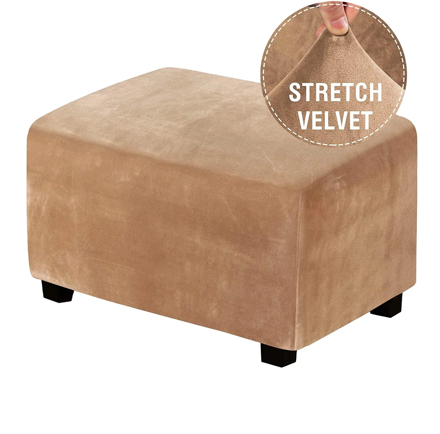 Stretch Rectangle Storage Covers Velvet Large Size Ottoman Slipcovers Footstool Ottoman Cover For Protect