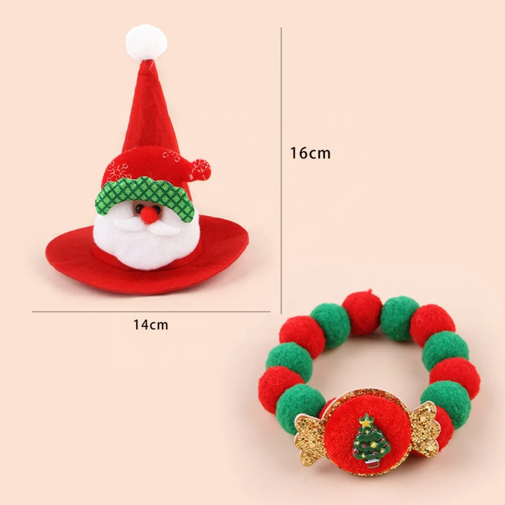 Pet Christmas hat scarf set with accessories, paired with Christmas cat scarf and cat Christmas hat set