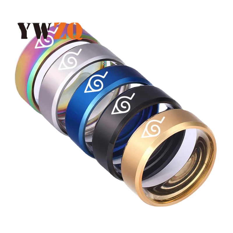 Feiming supplies stainless steel jewelry laser lettering Naruto titanium ring animation around a variety of options