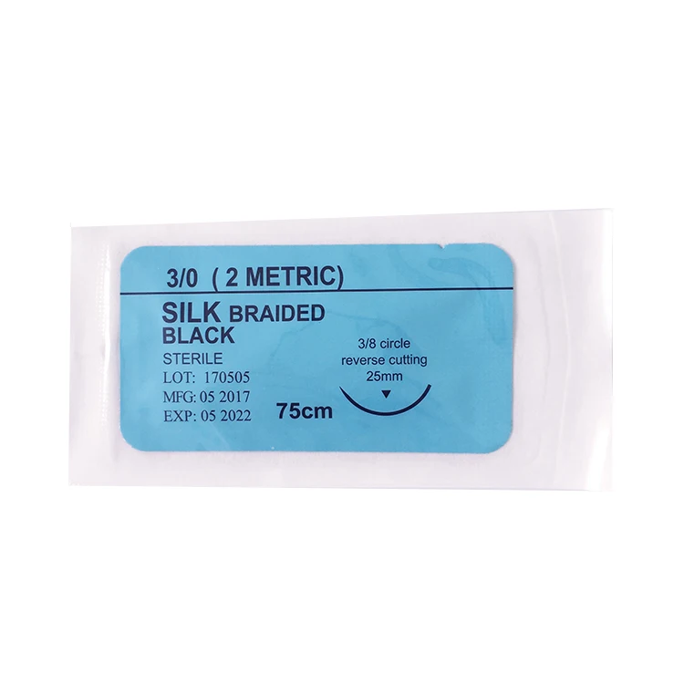 
2021 China Factory Disposable Medical Sterile Non-Absorbable Silk Braided Suture Surgical Sutures With Needle 