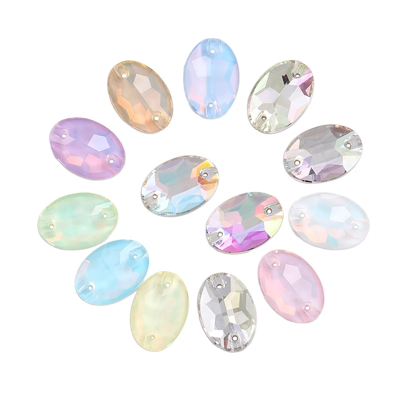 Xichuan Oval  Shaped Flat Back New Color Series Sew on Crystal Stones Glass Rhinestones for Clothes Dress