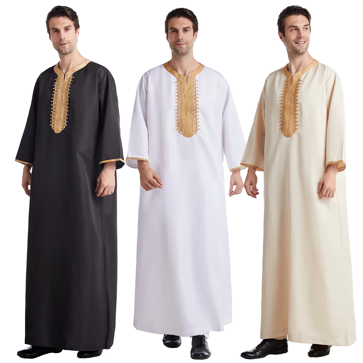 Wholesale All Season Quality Modern Middle East White Color Arabic Jubbah Daffah Qatar Robes Kurta Muslim Men Islamic Clothing