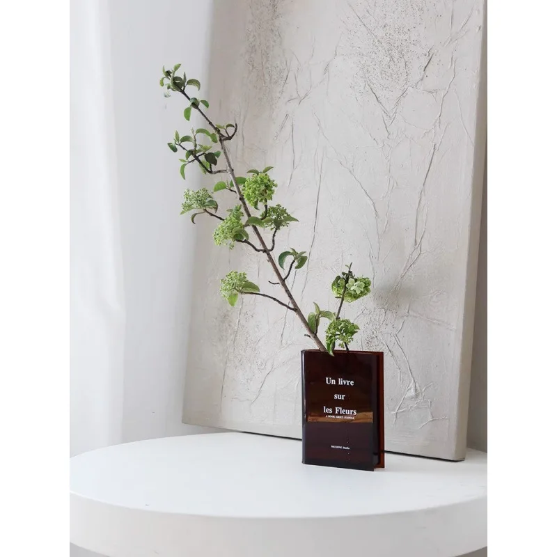Clear Rectangular Acrylic Book Vase For Flower Artistic And Cultural Flavor Decorative Flower Holder Unique Aesthetic Room Decor