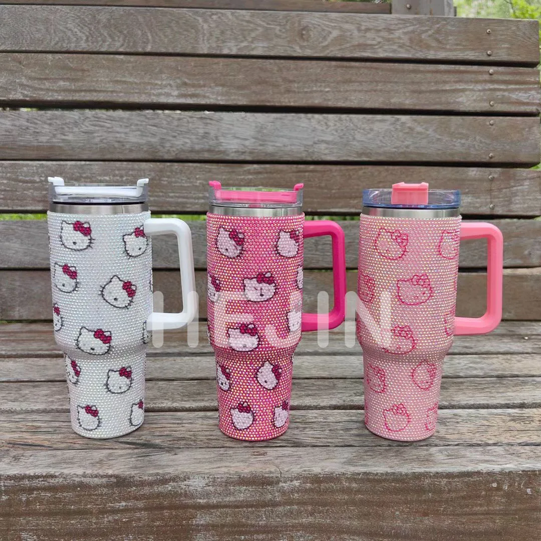 Hot Selling Wholesale Cartoon Cool Insulated Cup Handheld 40 oz Large Capacity Anti-fall Customizable Car Cup