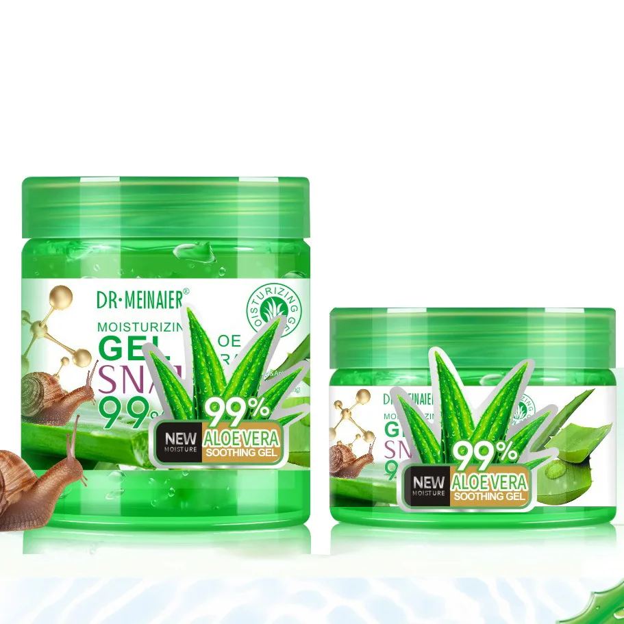 Private Label Pure Natural Korea Aloe Vera Gel Hydrating Brightening Snail Soothing Gel Sun Repair Jelly Mask