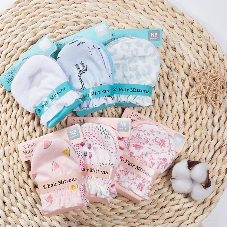 Возможность комбинировать дизайн цвет хлопчатобумажные гольфы для новорожденных детские перчатки от 0 до 3 месяцев, Не оставляющий царапин варежки для малышей