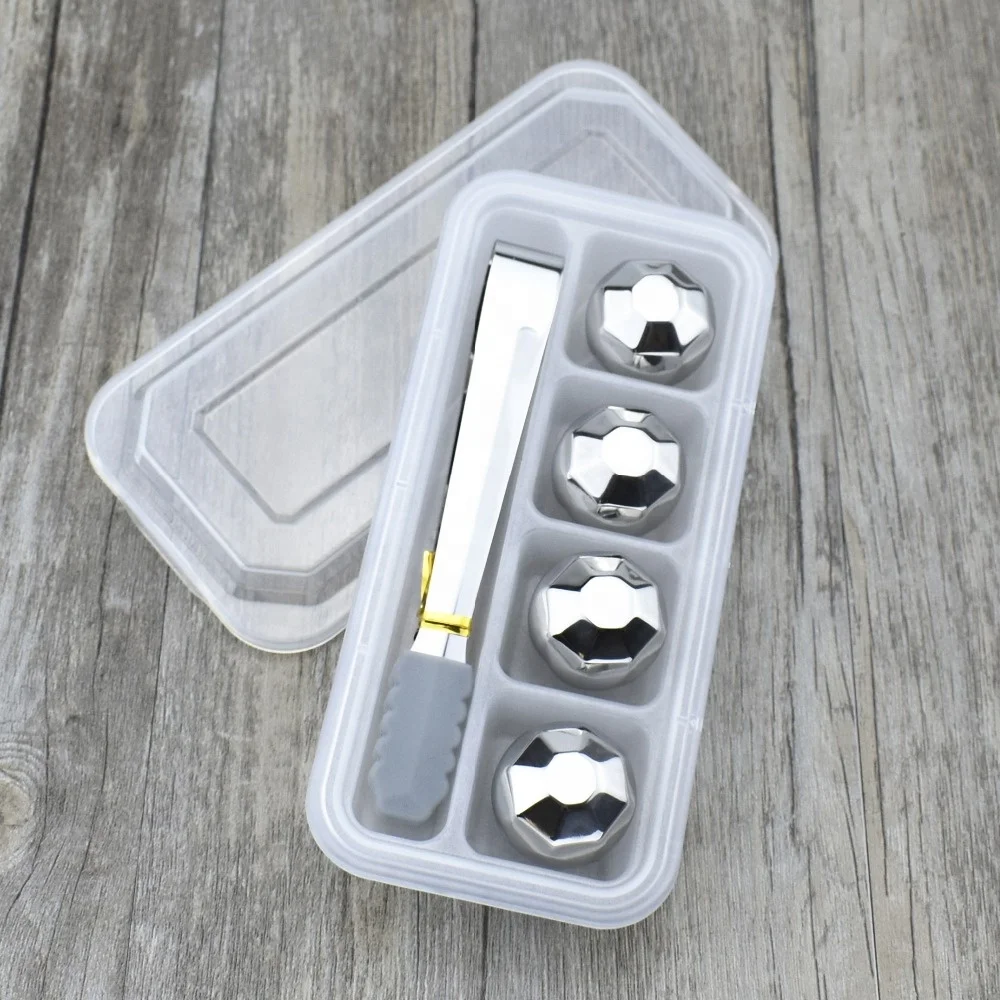 Stainless Steel Ice Cubes,Chilling Rocks & Tongs Gift Box Packaging Whiskey Stone Set for Ice Drinks