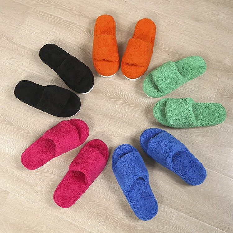 Factory Summer Open Toe Thick Soled Furry Solid Color Home Fluffy Faux Fur Slides Slippers for Women