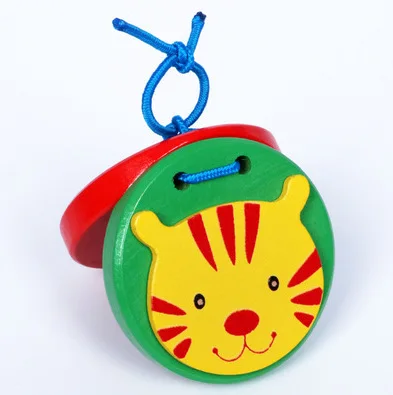 Wooden Castanets Musical Instrument Percussion Kids Hand Bells Clappers Soundboard Round Finger Clap Board Musical Toys