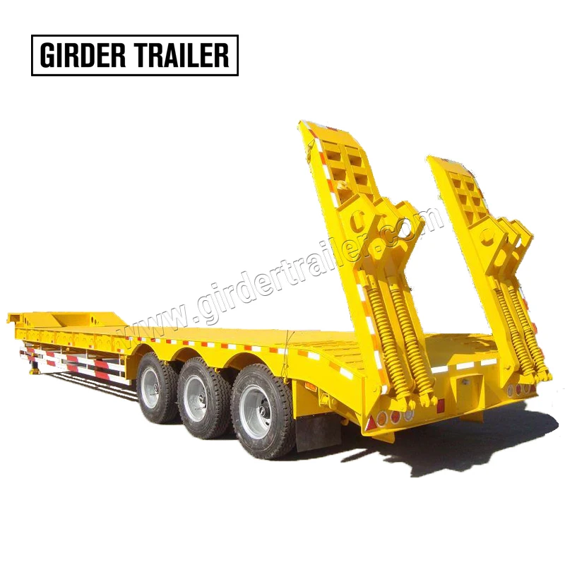 China Cheap price second hand 2019 3 axles lowboy 40 ton low bed semi truck trailer for tractor head