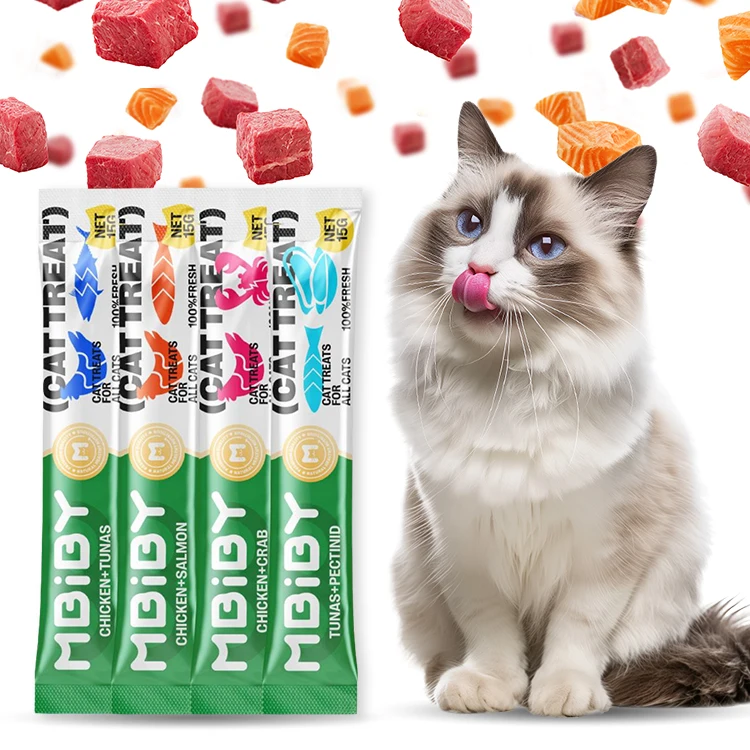 Cat Wet Food Factory Supplier 15g OEM ODM Natural Tuna Wholesale Pet Food OEM Cat Strips Snacks Treats Pet Wet Food