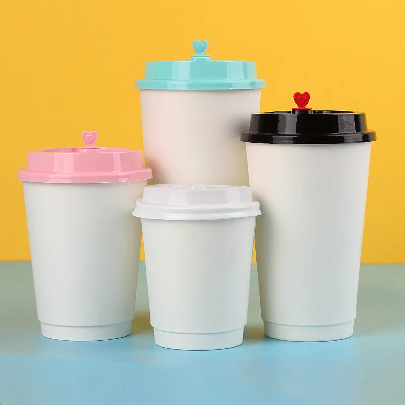 Hot Sale Disposable Hot Cup Custom Logo Paper Coffee Cups Double Wall Paper Cup With Lids