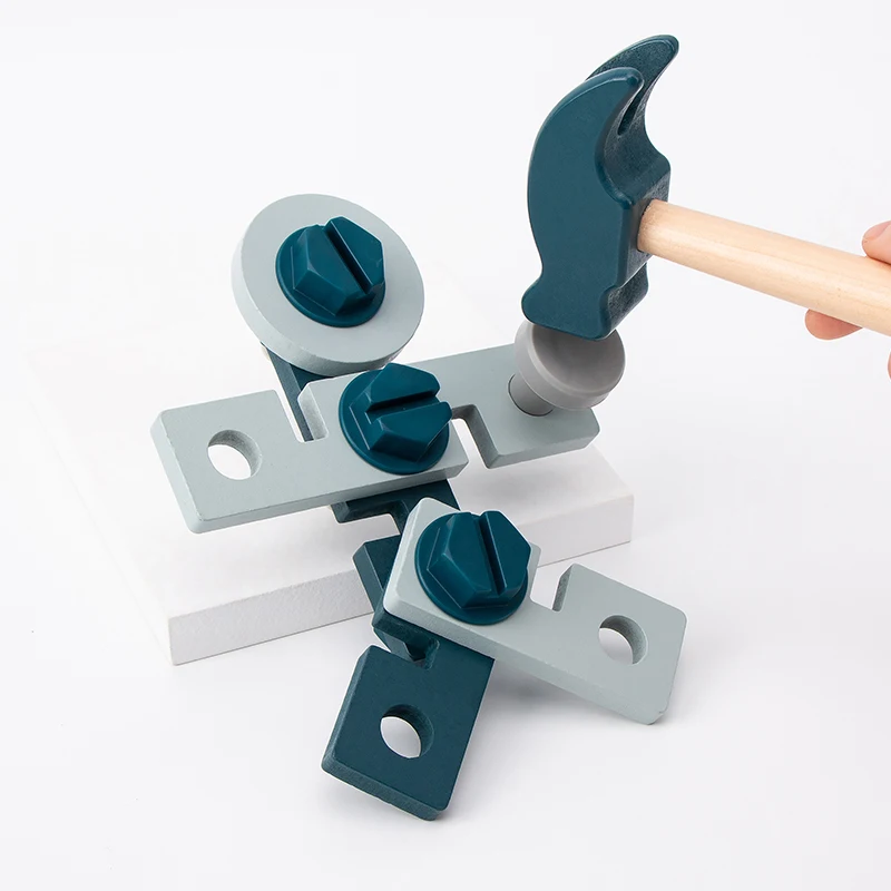 Newest construction play tool toy kid shape matching screw nut toys pretend wooden children toolbox toy