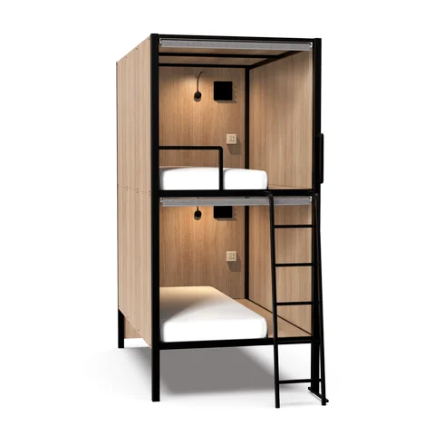 Solid Wood Twin Over Space Capsule Bunk Beds sleeping pods School Furniture