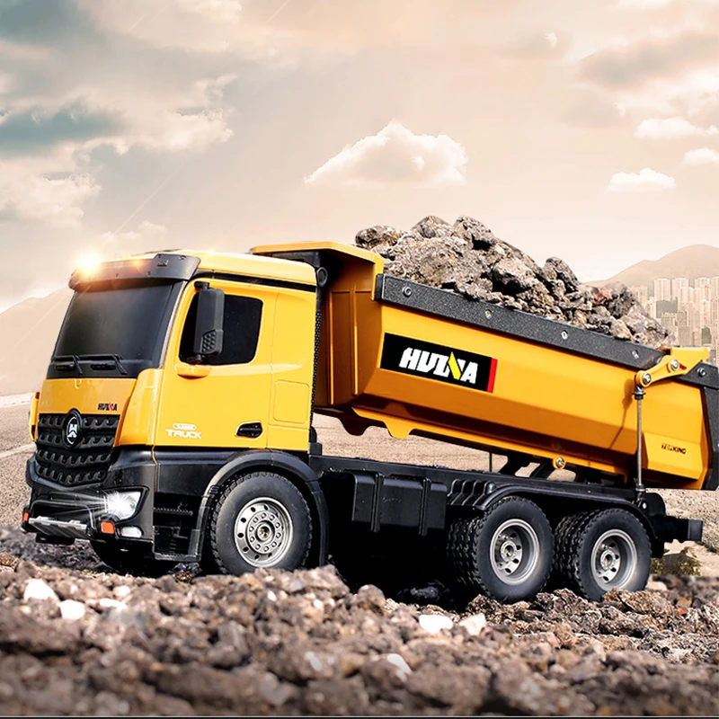 HUINA 1/14 RC Dumper Truck 2.4GHz RTR 1573 Remote Control Car Battery Light Outdoor Toys Boys Gift