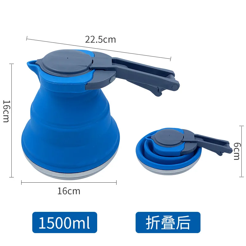  Easy Carry Folding Silicone Kettle 1.5L Water Pot Camping Travel Kitchen Tools Tea