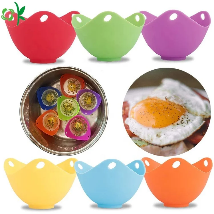 OKSILICONE Egg Poaching Cups Reusable Egg Boiled Microwave Safe Kitchen Tool Non Stick Silicone 1 Pcs/opp Bag or Customized