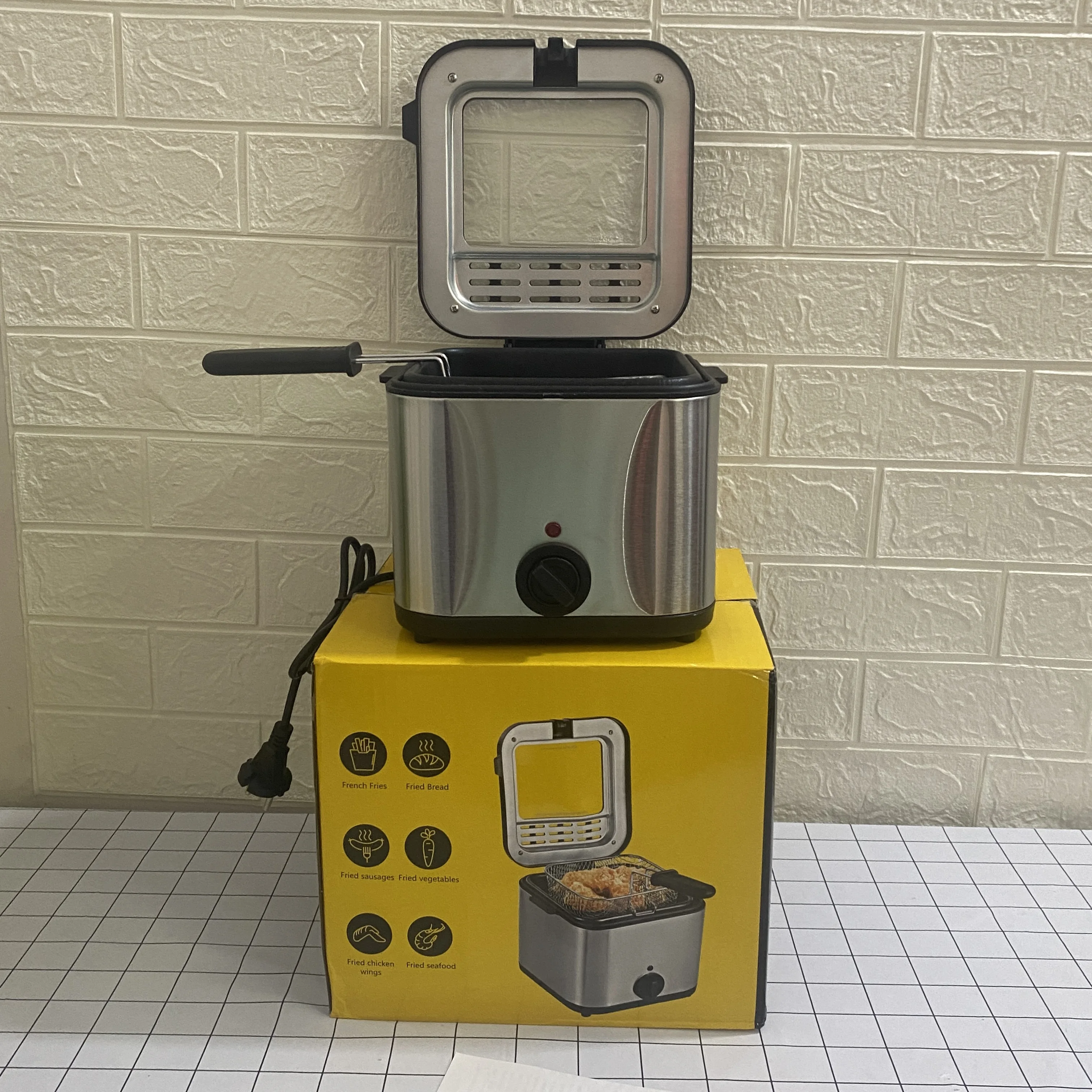 No Smoke Commercial Oil And Water Small Snacks Continue Combo 2.5L   fried chicken fryer