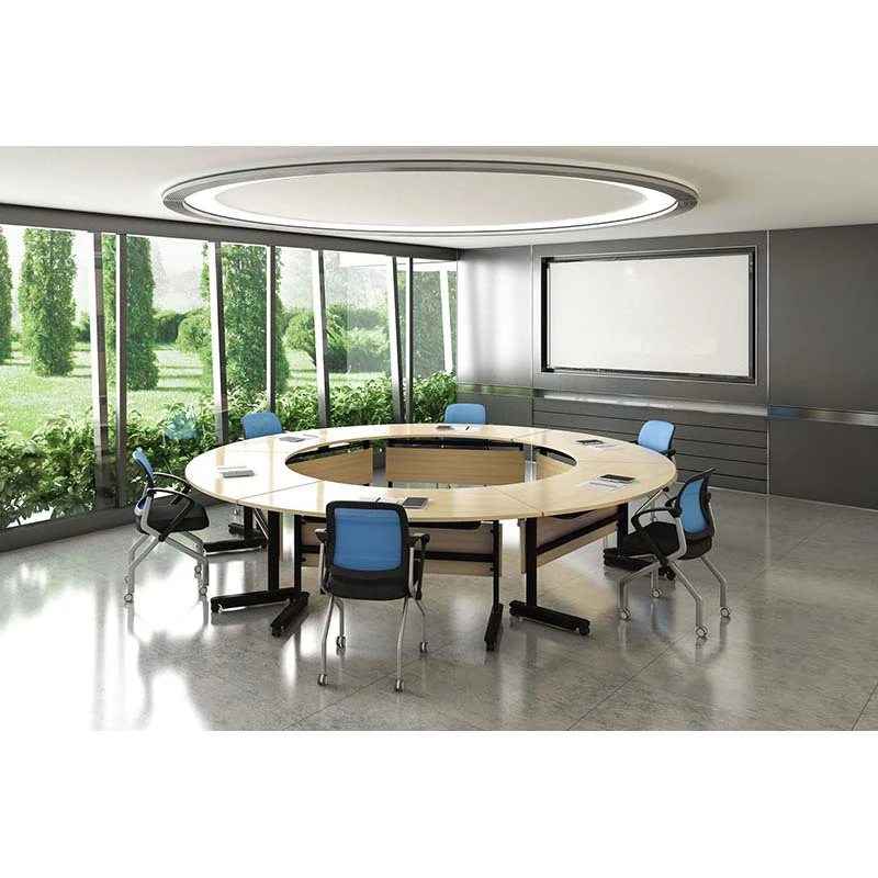 Multifunction Movable Foldable  Staff Training Desk 16 Person Desk Round Meeting Conference Table Combination with Wheels