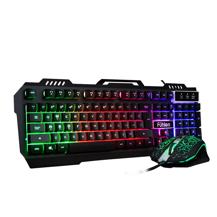 CM100 High quality cheap Led crack glow mechanical  gaming mouse keyboard combo custom LOGO for game players mechanical keyboard