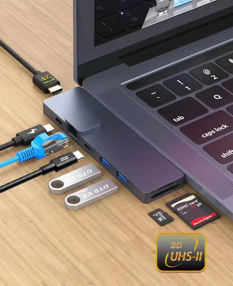 USB 3,1 Type-C USB концентратор до RJ45 HD MI адаптер 4K Thunderbolt 3 USB C концентратор с 3,0 TF Card Reader слот PD
