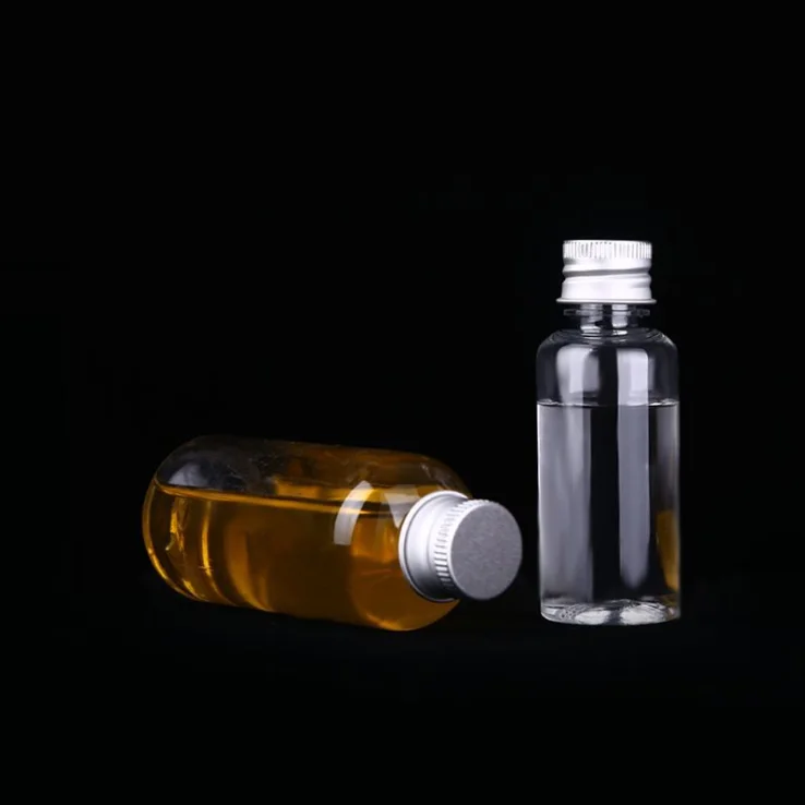 Clear aluminum screw Top Cap 100ml 50ml Plastic Cosmetic Bottle