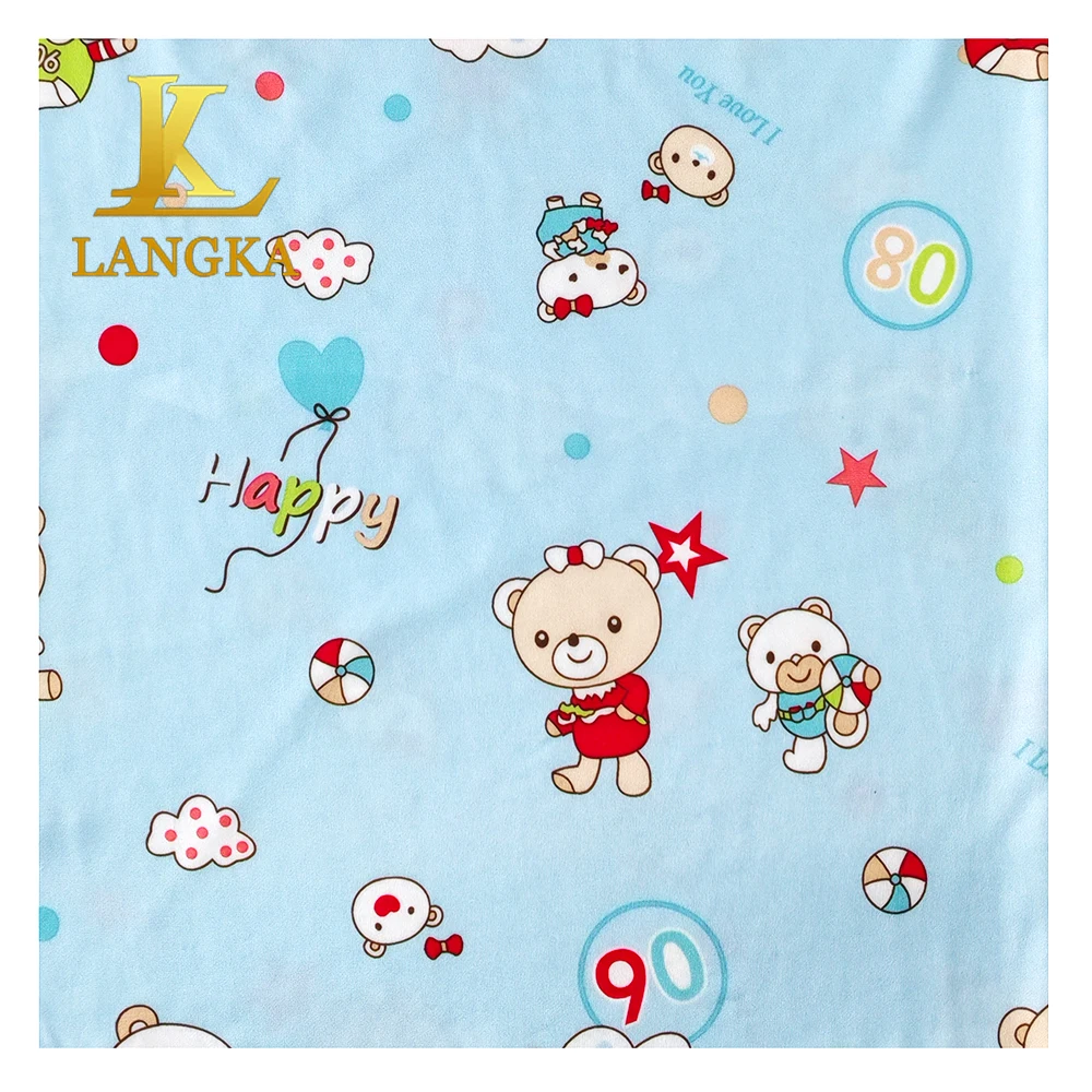 Langka Wholesale 140GSM Printed 90% Polyester 10% Spandex Stretch Single Jersey Knit Milk Silk Fiber Fabric