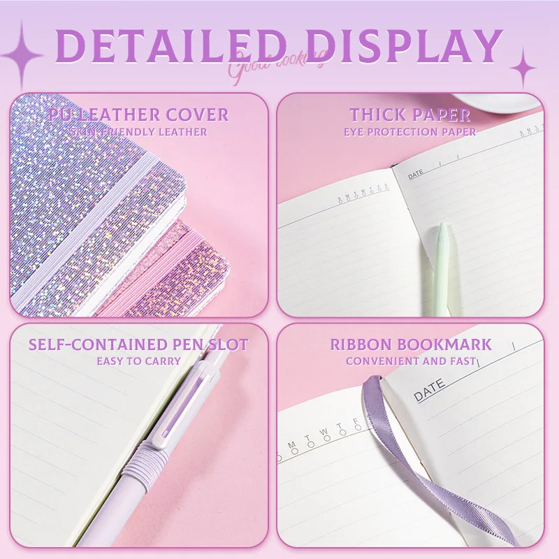 LABON Starry Sky Pu Leather Notebook With Elastic Closure And Pen Loop Business Office Journal