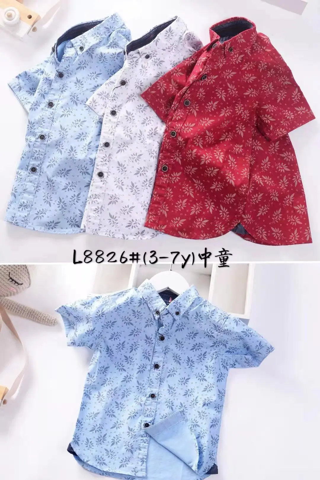 New Fashion Children Tops Casual Short  Sleeve Cotton Boys Plaid Shirt