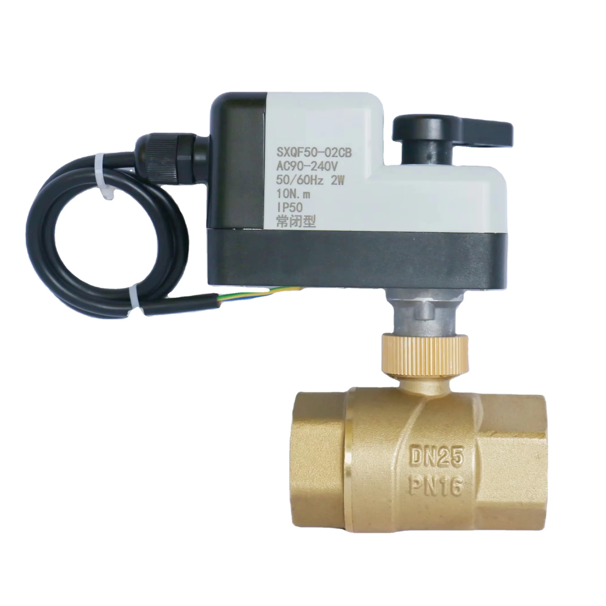 DN25 AC220V полный диаметр электрический шаровой клапан ручной переключатель привода с 2 проводами управления потоком воды