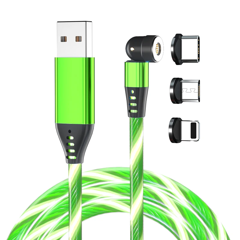 
Christmas gift promotional gift 540 degree Flowing Led Luminous glow flowing Magnetic Charging 3 in 1 Cable 3A data cable  (1600163845182)