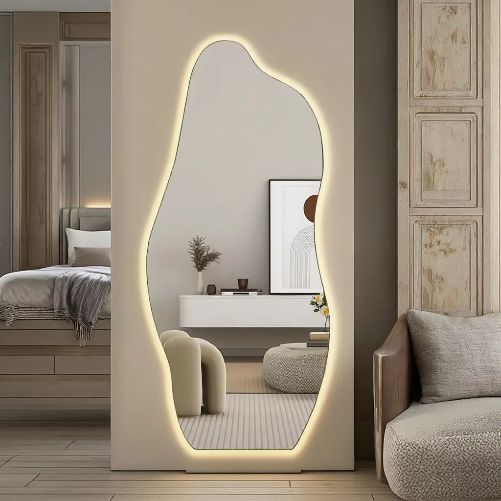 Irregular Shaped Custom Backlit Illuminated LED Bath Mirror Modern Mounted Frameless Smart Mirror Livingroom Bedroom LED Mirror