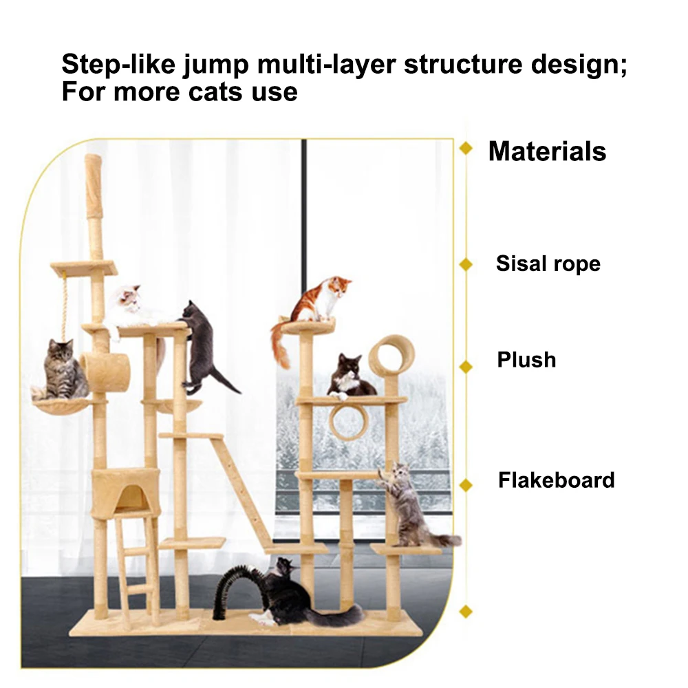 OEM Hoopet Huge Big Luxury Cat Condo Houses Tree For Cats Multi Family
