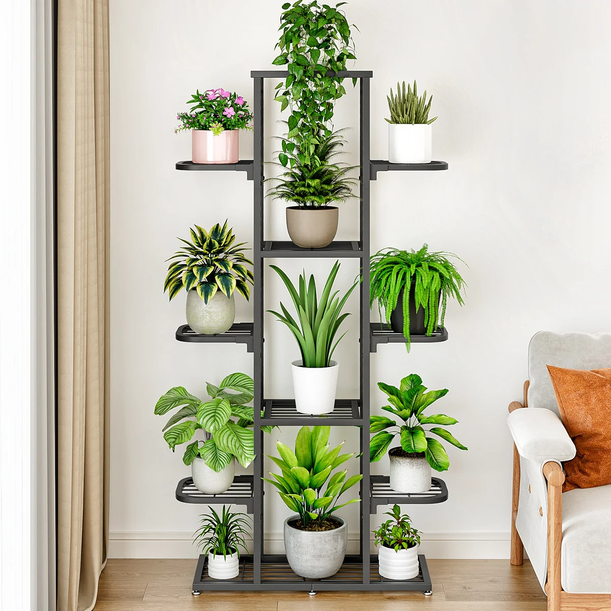 Wholesale living room metal flower display racks multilayer wedding flower shelf balcony flower pot stand