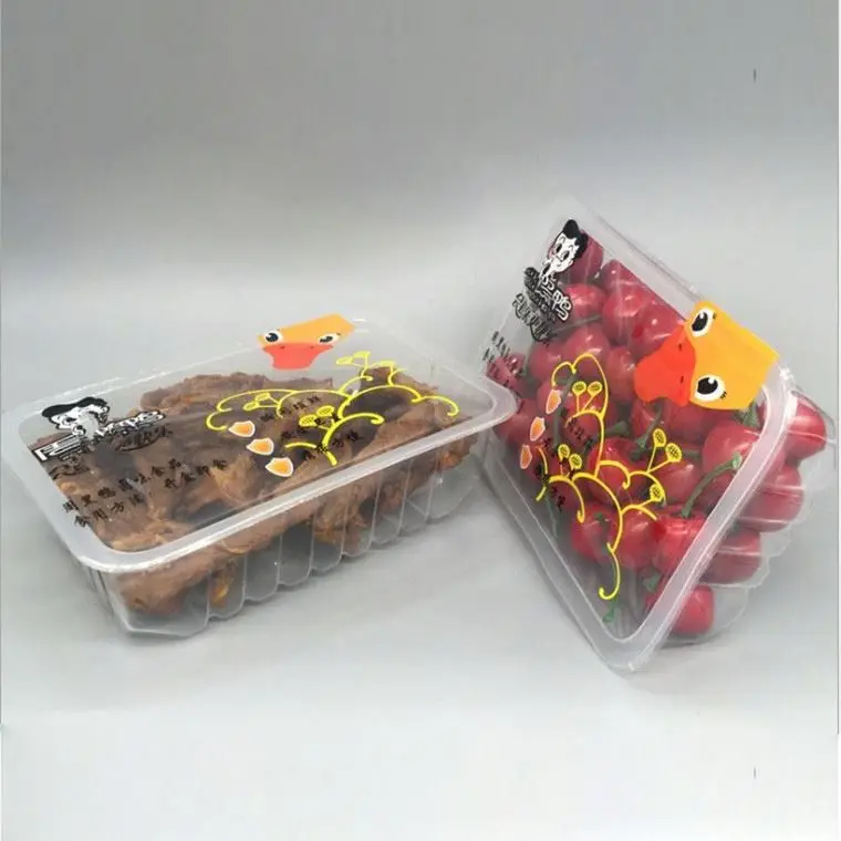 Fresh disposable fruit clear black plastic transparent meat vegetable blister sealable food grade box tray containers
