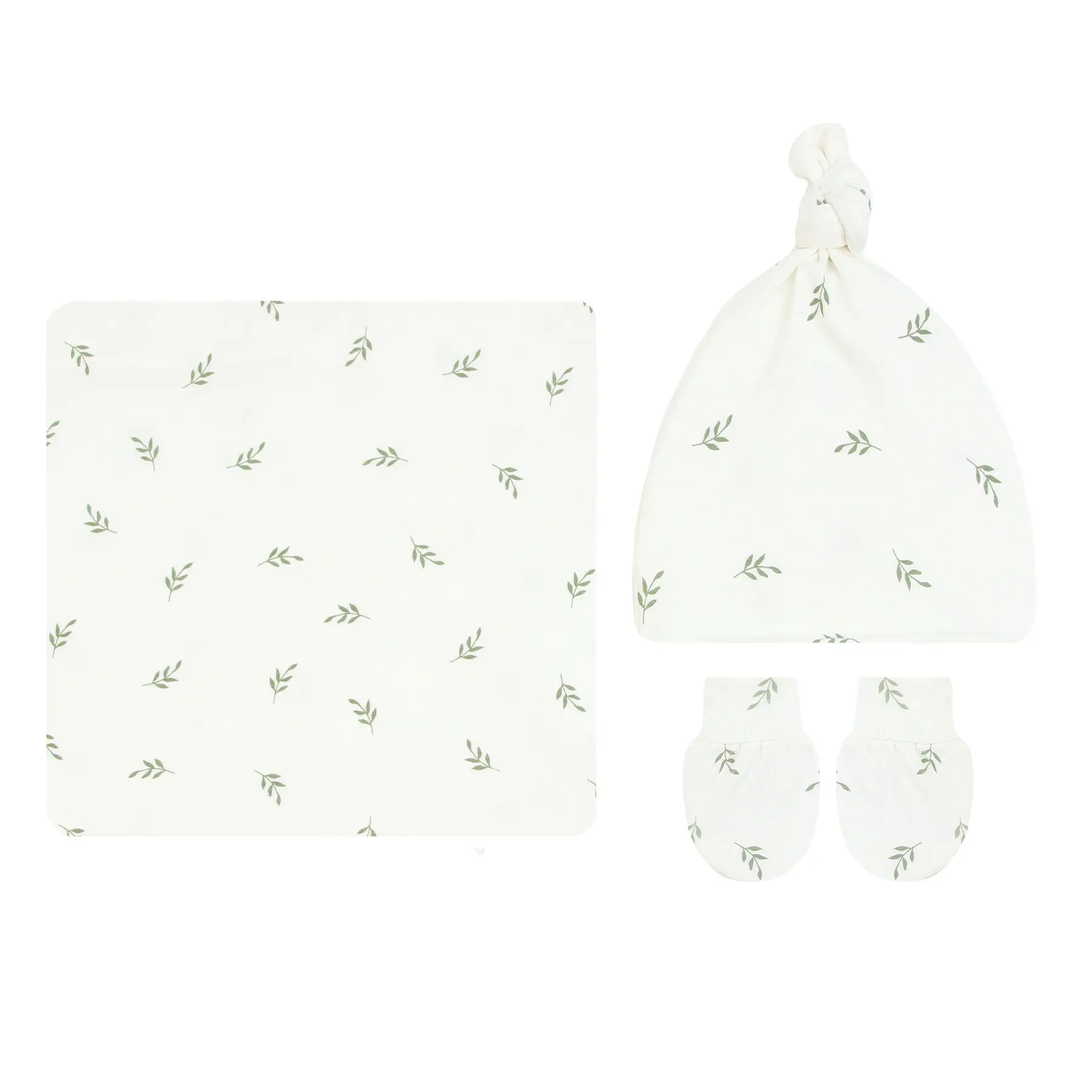 Custom High Quality Bamboo Organic Cotton With Spandex Baby Swaddle Blanket  Matching With Hat,Romper,Headband Gift Set