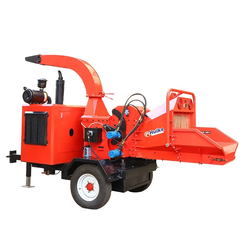 High power 75 hp Hydraulic Feeding Diesel Mobile Wood Chipper diesel wood shredder machines
