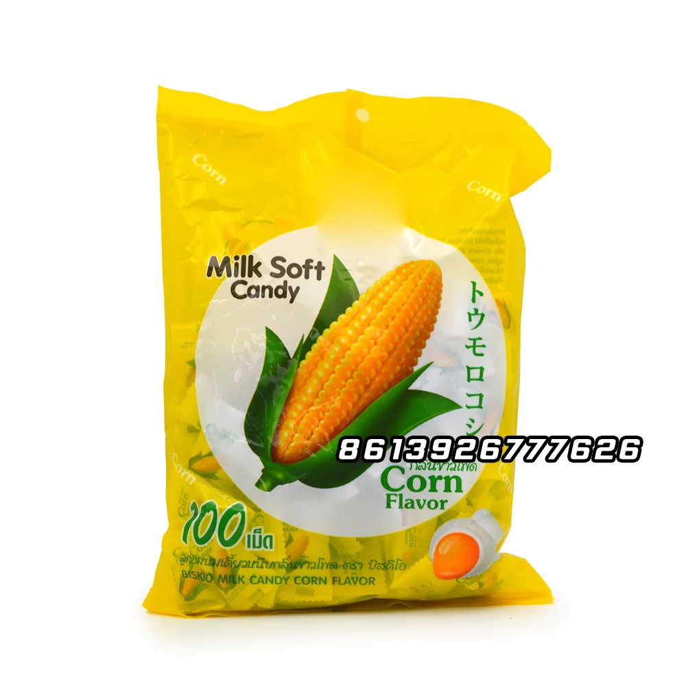 Custom private label logo halal corn flavor milk chewy soft gummy candy