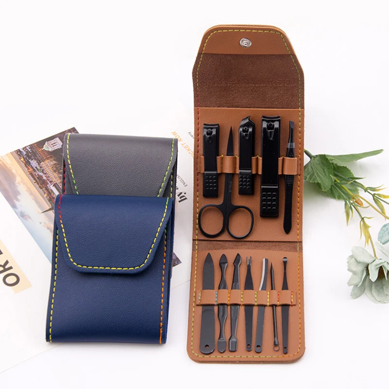 Stainless Steel 12 pieces Nail Clipper Carrying bag set Cutter Trimmer Ear Pick Manicure Tool Pedicure