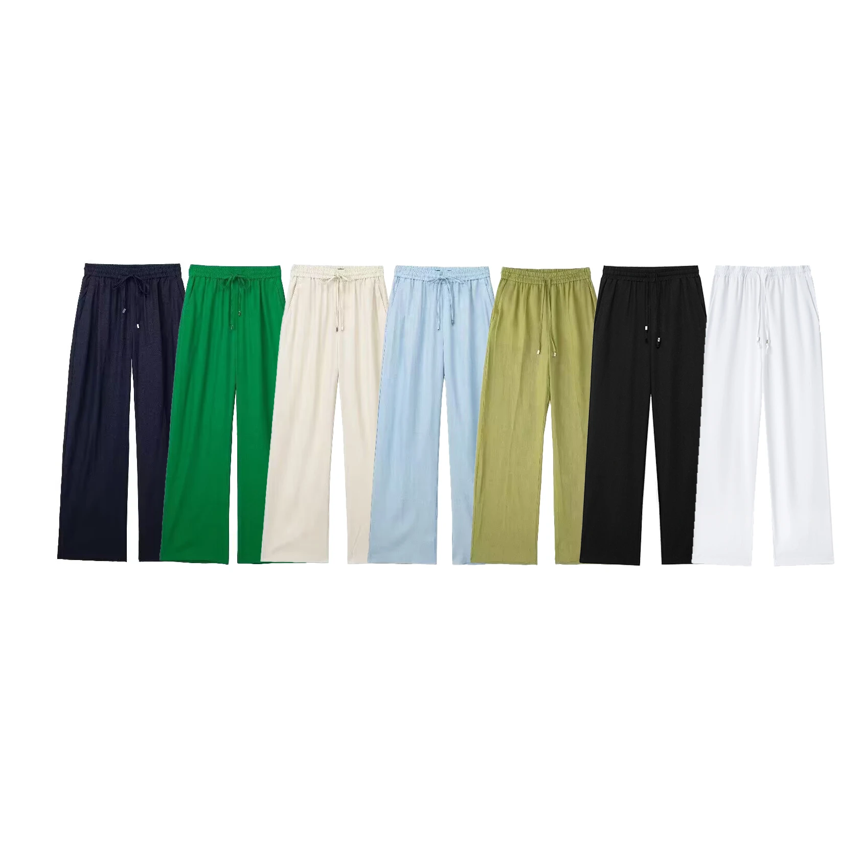 7 colorway drawstring waist solid color hot sale casual fashion long pants for women