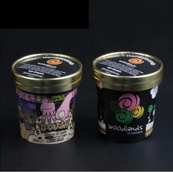 Biodegradable Eco Friendly Disposable 16 oz 500ml  Ice cream Use and Paper Material paper ice cream tub