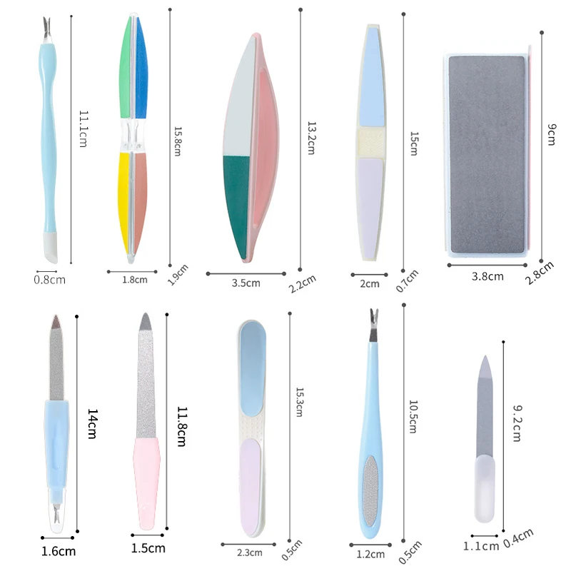 Wholesale Many Style Plastic Nail File And Buffer Custom Logo Salon Nail Care Dead Skin Remover Fork Portable Manicure Pedicure