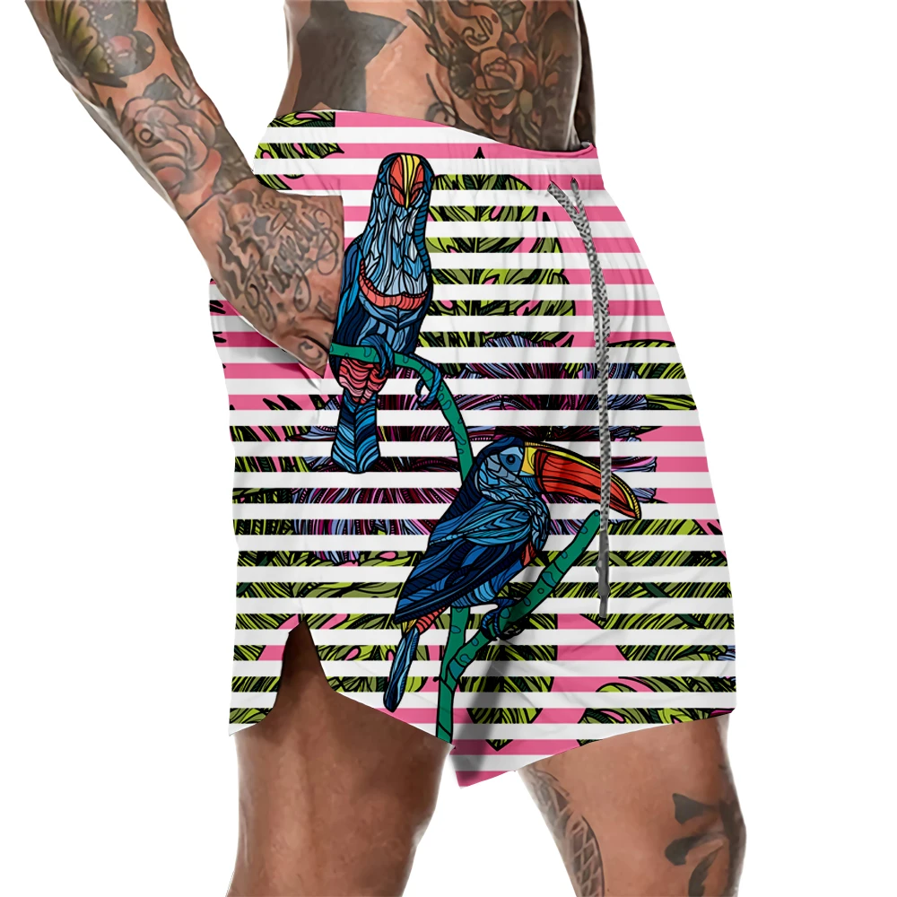 Quick dry adult kids swim trunks beach shorts badehosen papas sohn father and son men stripe swim trunk