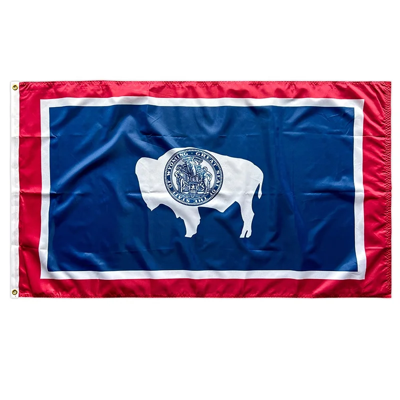 Низкая цена 3x5 футов 90x150 см полиэстер напечатанный флаг Wyoming с латунными Люверсами