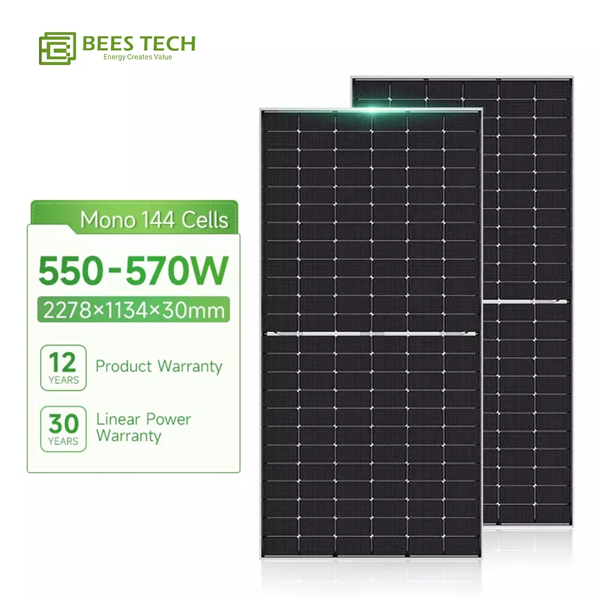 Solar panel tier 1 bifacial double glass solar module 182mm 144cells 540w 545w 550w 555w monocrystalline pv panels
