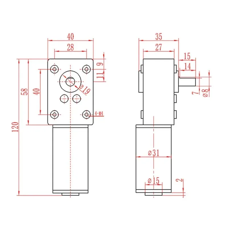 5840-31ZY Worm Gear Motor DC 12V/24V 7RPM~470RPM Speed Adjustable DC Gear Motor Miniature Small Motor High Torque High Power 5.0