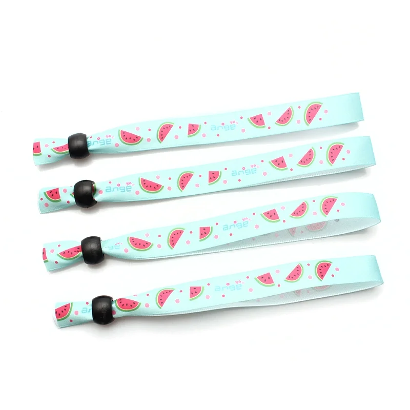 Sublimation Printing Custom Festival Event Personalized Ribbon Bracelet with Plastic Clip for One Time Use