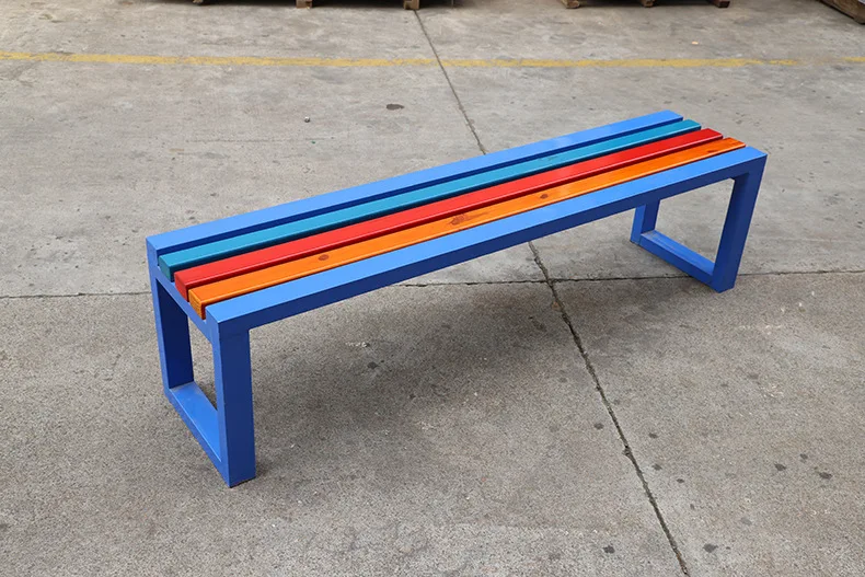 Gym changing locker room long chair metal wood surface waterproof rest park bench chair