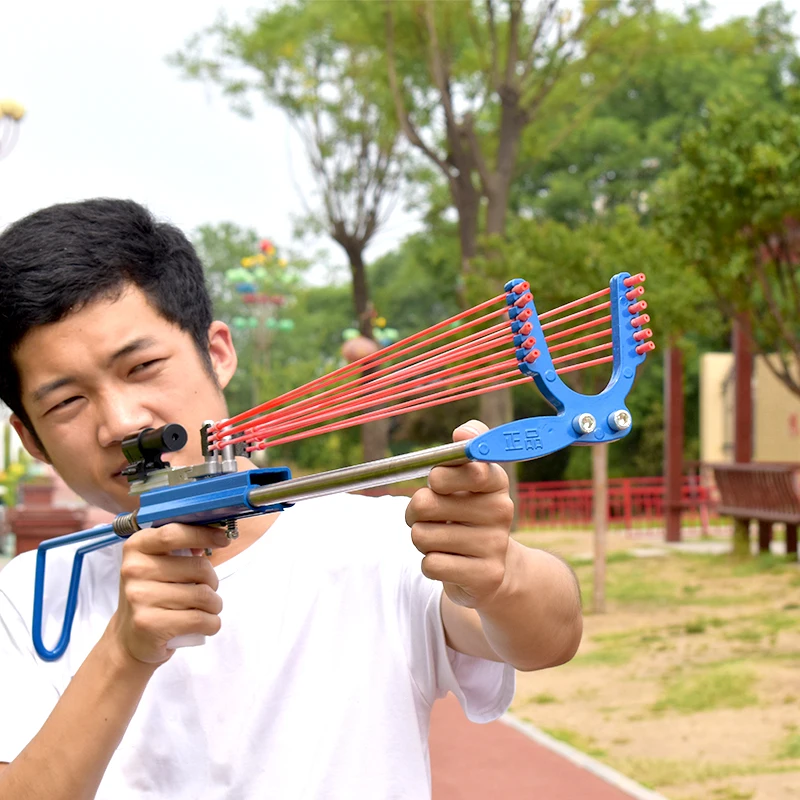 New Hunting Slingshot Metal Professional Powerful with 12 Strands of Rubber Band Outdoor Shooting Sling Shot